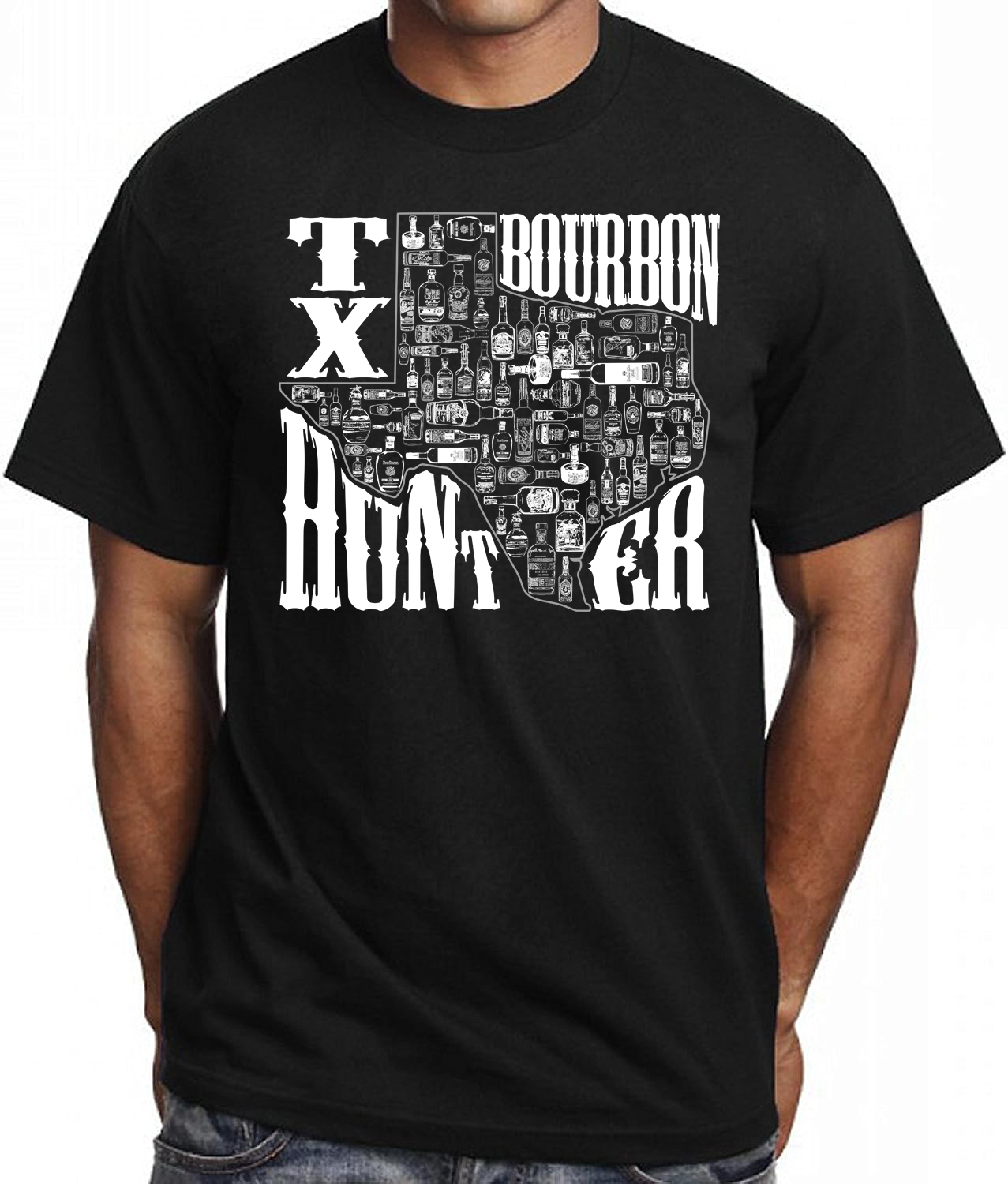 Bourbon Hunter Shirt Texas Bourbon State Bottle Hunter Shirt Texas Bourbon hunter gift for Him Whiskey Bottle shirt Bourbon Hunting Gear