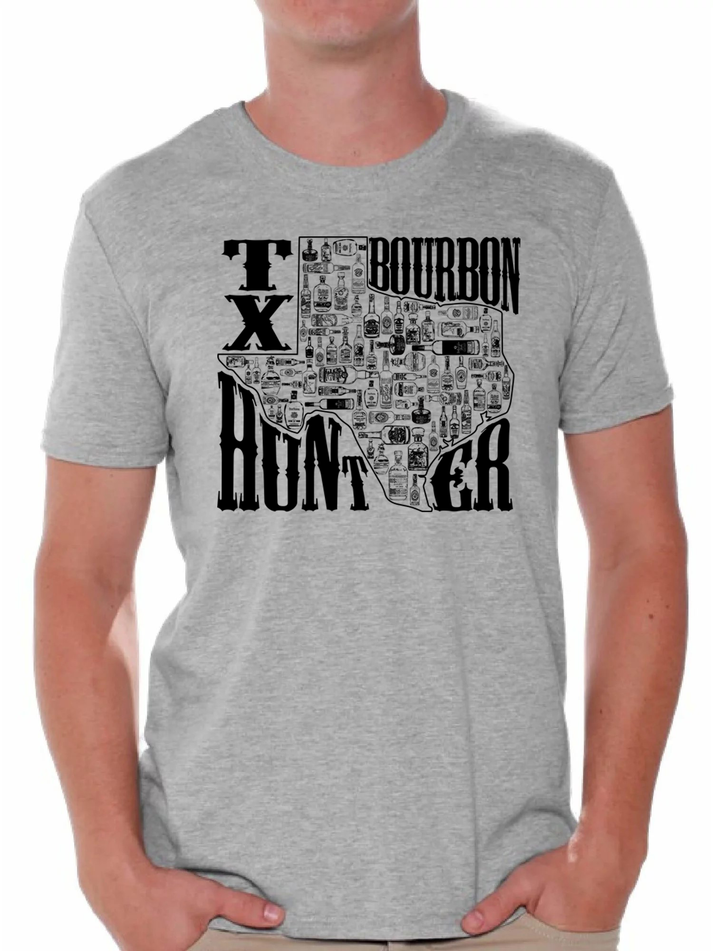 Bourbon Hunter Shirt Texas Bourbon State Bottle Hunter Shirt Texas Bourbon hunter gift for Him Whiskey Bottle shirt Bourbon Hunting Gear
