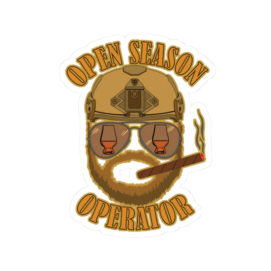 Open Season Operator Stickers, Bourbon Stickers, Whiskey Enthusiast Decor, Vehicle Stickers, Gift for Him, Bourbon Hunting Stickers