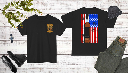 Bourbon Hunter American Flag Shirt whiskey Lover drinking shirt Bourbon Bottle American Flag shirt gift for Him Whiskey Hunting gear