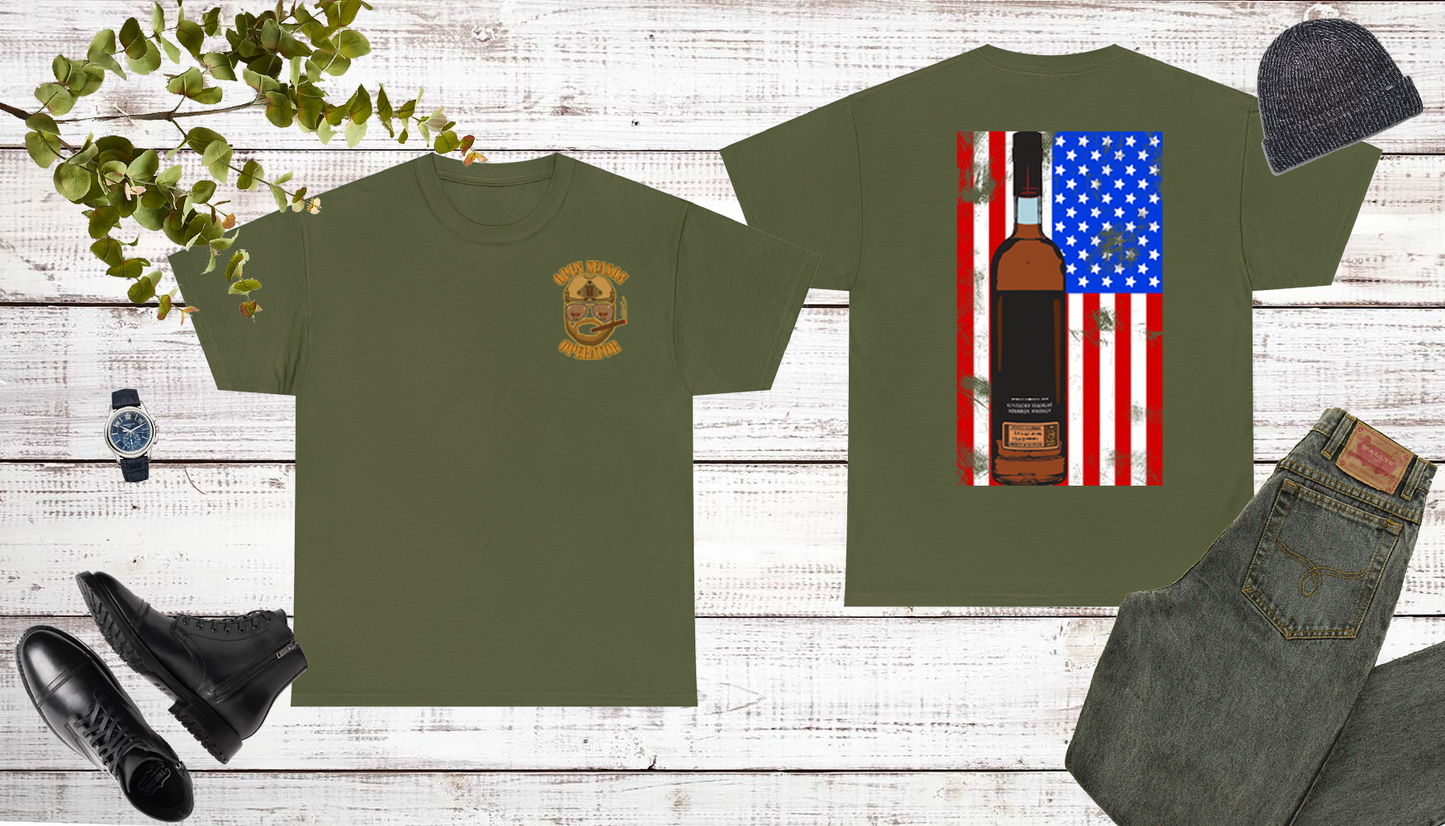 Bourbon Hunter American Flag Shirt whiskey Lover drinking shirt Bourbon Bottle American Flag shirt gift for Him Whiskey Hunting gear