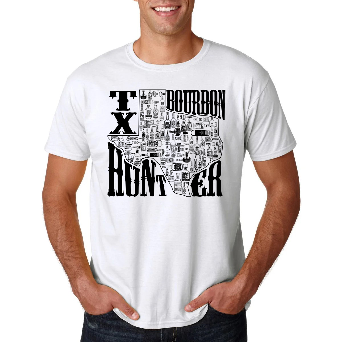 Bourbon Hunter Shirt Texas Bourbon State Bottle Hunter Shirt Texas Bourbon hunter gift for Him Whiskey Bottle shirt Bourbon Hunting Gear