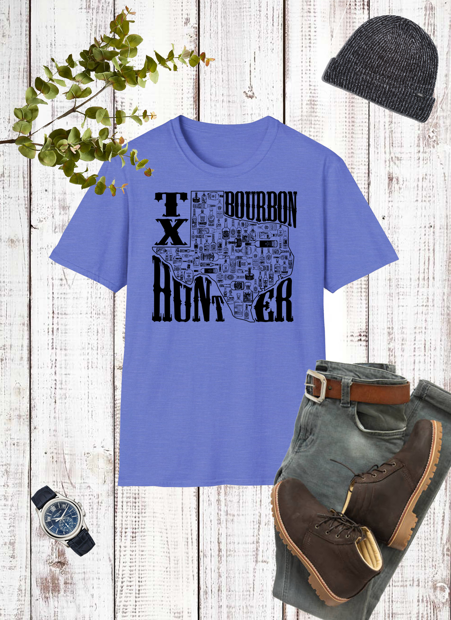 Bourbon Hunter Shirt Texas Bourbon State Bottle Hunter Shirt Texas Bourbon hunter gift for Him Whiskey Bottle shirt Bourbon Hunting Gear